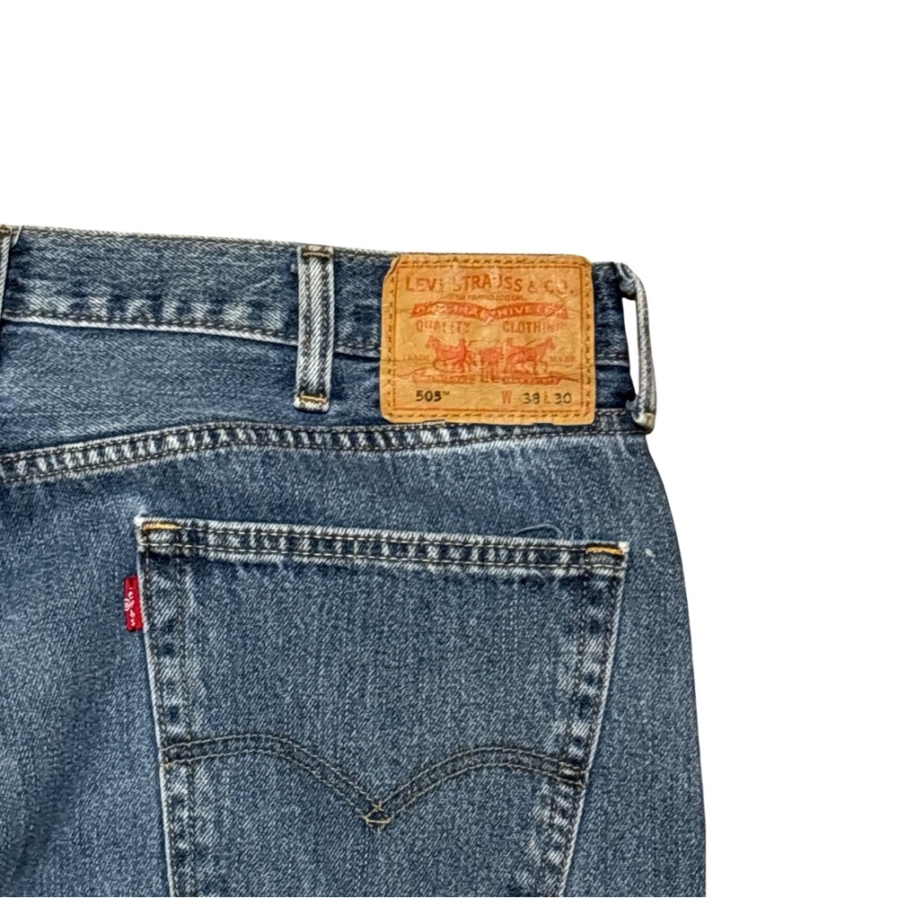 Levi's 505 Blue Straight Cotton Classic Timeless Design Jeans 38x30 - Picture 4 of 5